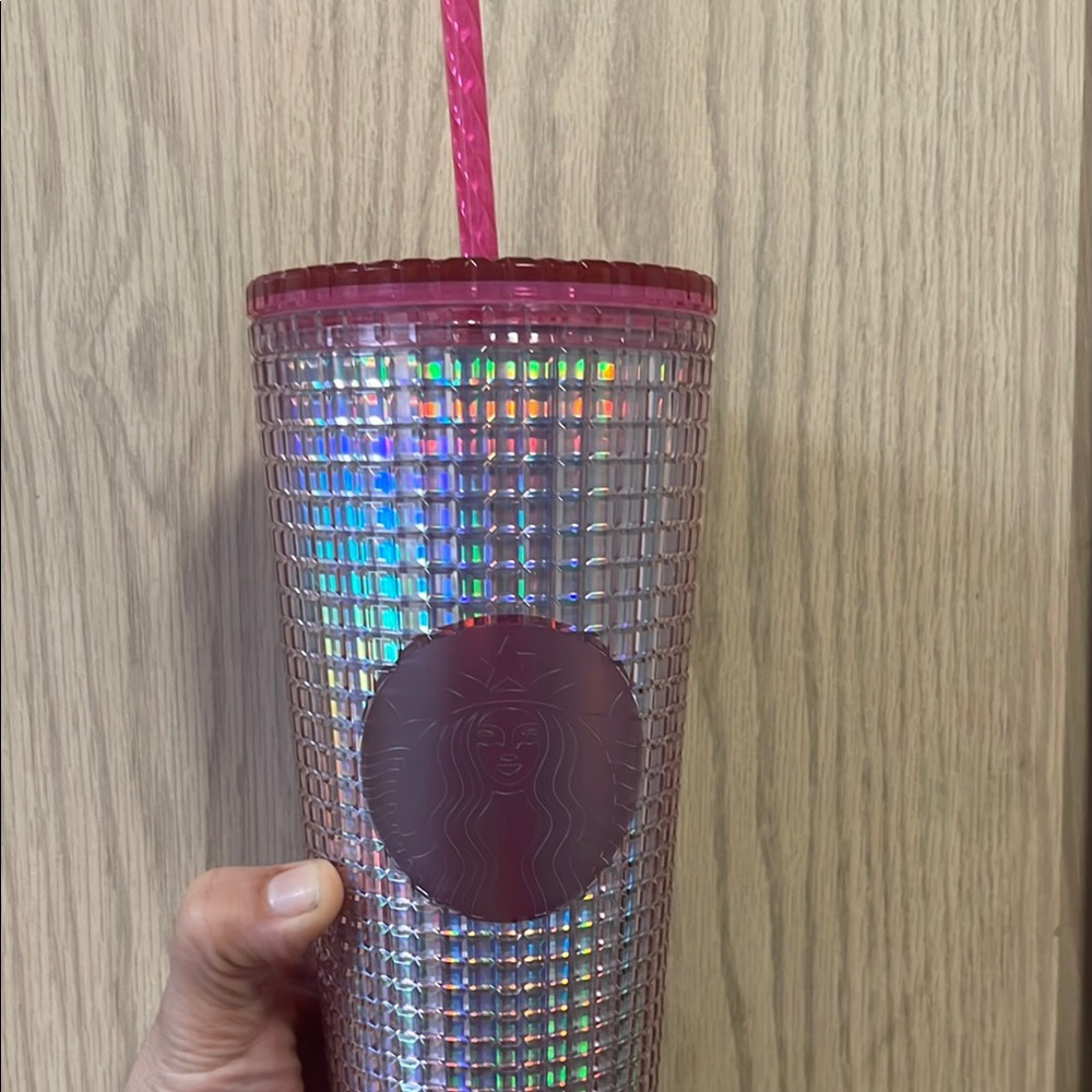 Pink Iridescent Tumbler with Logo